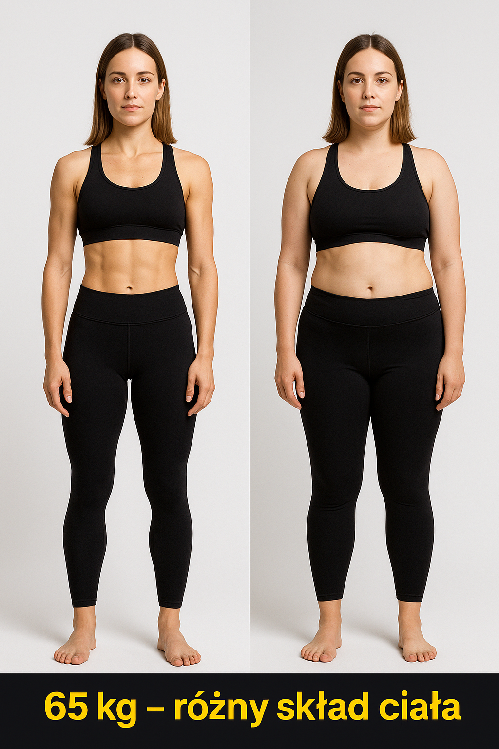 65 kg – dwie sylwetki o różnym składzie ciała (porównanie)